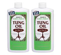 HOPE'S Aceite de tung 100 % puro, apto para alimentos, acabado de madera natural impermeable y sellador para proyectos de interior y exterior, 16 onzas líquidas, paquete de 2