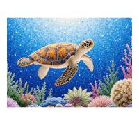 Hopgo Rompecabezas de 1000 piezas de tortuga marina de cristal para adultos, rompecabezas de 1000 piezas con temática de océano azul, juego desafiante, joyas impresas decorativas para decoración del