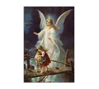 HOPHEMA Póster de ángel de la guarda vigilando a los niños en el puente, impresión artística de pared, pintura en lienzo, decoración del dormitorio (50x75cm-Sin marco)