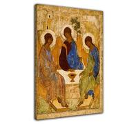 HOPHEMA Póster de la Santísima Trinidad de Andrei Rublev, pintura artística, lienzo vintage, religión, cultura, arte de pared, decoración de dormitorio (50x75cm-Enmarcado)