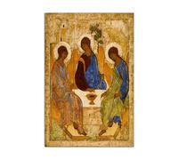HOPHEMA Póster de la Santísima Trinidad de Andrei Rublev, pintura artística, lienzo vintage, religión, cultura, arte de pared, decoración de dormitorio (20x30cm-Sin marco)