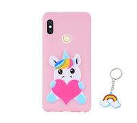 HopMore Compatible con Funda para Xiaomi Redmi Note 7 / Note 7 Pro Silicona con Diseño 3D Divertidas Carcasa Case Antigolpes Caso Protección Cover Dibujos Animados Gracioso - Unicornio Rosa
