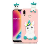 HopMore Funda para Huawei P20 Lite Silicona Dibujos Panda Unicornio Divertidas TPU Gel Kawaii Ultrafina Slim Case Antigolpes Caso Protección Flexible Cover Design Gracioso - Rosa Unicornio