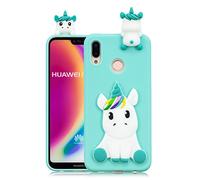 HopMore Funda para Huawei P20 Lite Silicona Dibujos Panda Unicornio Divertidas TPU Gel Kawaii Ultrafina Slim Case Antigolpes Caso Protección Flexible Cover Design Gracioso - Unicornio Verde