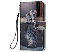 HopMore Funda para OPPO A9 2020 / A5 2020 Cuero con Tapa Silicona Dibujo Bonita Carcasa OPPO A5 2020 Billetera Resistente Estilo Libro Case Ranuras Tarjetas Cover Protectora - Gato Gris