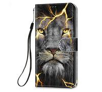 HopMore Funda para OPPO A9 2020 / A5 2020 Cuero con Tapa Silicona Dibujo Bonita Carcasa OPPO A5 2020 Billetera Resistente Estilo Libro Case Ranuras Tarjetas Cover Protectora - León