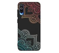 HopMore Silicona Negro Funda para Samsung Galaxy A50 2019 Antigolpes Dibujos Espacio Universo Creativo Gracioso TPU Carcasa Samsung A50 Resistente Ultrafina Cover Protección - Mandala