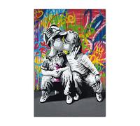 HOPNRU Banksy Graffiti Dulce beso de los niños Street Art Poster Print Canvas Wall Art Picture Dormitorio Decoración Pintura Regalo (40x60cm-Sin Marco)