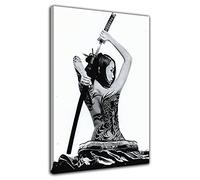 HOPNRU Geisha Samurai Warrior pared arte chica tatuaje cartel lienzo impreso pintura cuadro moderno hogar dormitorio baño decoración cartel (30x45cm-Enmarcado)