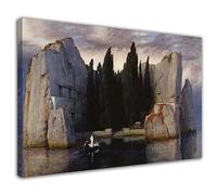 HOPNRU Pintura artística de Arnold Bocklin, póster de la isla de los muertos arte de pared surrealista cuadro impreso en lienzo decoración moderna para el hogar y la sala de estar (20x30cm-Enmarcado)
