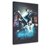 HOPNRU Póster de Lionel Messi camiseta de jugador de fútbol cuadro de arte de pared lienzo impreso pintura moderna para el hogar decoración de dormitorio para niños (30x45cm-Enmarcado)