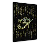 HOPNRU Póster de Ojo de Horus egipcio, cuadro artístico de pared, lienzo impreso, pintura artística, Mural moderno para decoración de sala de estar y dormitorio familiar (30x45cm-Enmarcado)