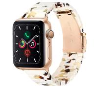 HOPO Correa de resina compatible con Apple Watch Series Ultra/11/10/9/8/7, correa de resina, delgada y ligera, repuesto para iWatch Series 6/5/4/3/2/1/SE para mujeres y hombres (blanco turrón/oro rosa
