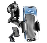 Hoppac Soporte Móvil Coche, Potente Ventosa Suporte Telemovel Carro Salpicadero & Parabrisas, Rotación de 360 Grados y Liberación de un Botón, Sujeta Porta para Teléfono 4-7 in