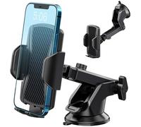 Hoppac Soporte Movil Coche, Sujeta Moviles para Salpicadero & Parabrisas, Rotación de 360 Grados y Liberación de un Botón, Porta Movil Coche para Teléfono 4-7 in