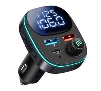 Hoppac Transmisor FM Bluetooth 5.3 con PD 30W y QC 3.0, Adaptador para Coche, Enchufe para Encendedor de Cigarrillos con Pantalla LED, Manos Libres y Reproducción de Música