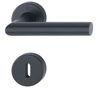 HOPPE 12033212 Amsterdam-Juego de manillas (Roseta BB, Acero Inoxidable), Color Negro Mate