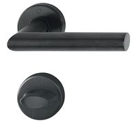 HOPPE 12033224 Amsterdam-Manilla para Inodoro (Roseta, Acero Inoxidable), Color Negro, Acabado Mate, WC