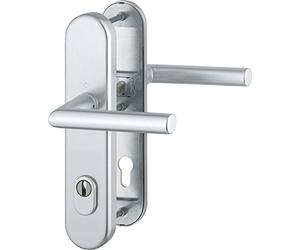 HOPPE 3889714 Amsterdam Ö-Norm - Manilla de seguridad (distancia de 88 mm, aluminio anodizado plateado, cerradura larga para puerta de 62 - 72 mm, con protección contra el núcleo, clase 3, 1 unidad)