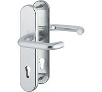 Hoppe 3892753 de seguridad manillas Paris - ö de Norma Distancia 88 mm, anodizado en plata, placa larga Cilindro de perfil, para grosor de la puerta 67 - 72 mm, sin protección de cilindros, clase 3, 1 pieza