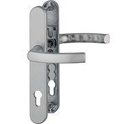 HOPPE 3915724 LIÈGE - Juego de picaportes (placa estrecha, grosor de puerta 67-72, efecto acero inoxidable)