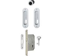 Hoppe 3948382 Puerta Corredera Juego 4930 - con cerradura, ovalado ROS. BB, colores cromo Sat