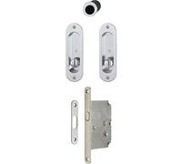Hoppe 3948497 Puerta Corredera Juego 4930 - con cerradura, ovalado roseta inodoro, verchr Sat
