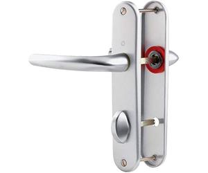 Hoppe - Conjunto de 2 picaportes sobre pequeña placa San Diego, color plata
