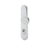 Hoppe hogar Puerta Puerta botón placa larga Kombi - ö de Norma Distancia 88 mm, anodizado en plata, placa larga Cilindro de perfil, para grosor de la puerta 67 - 72 mm, herraje con cilindros, verificación de protección: RC2 según EN 1906, 1 pieza Seguridad Cerraduras
