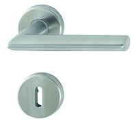 Hoppe Stockholm 3080747 - Picaporte con rosetas multicolor, acero inoxidable mate