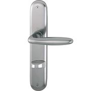 HOPPE Verona 2949578 - Tirador de puerta sobre placa WC 90, grosor de puerta 37-42, VK 8/8.5 efecto acero inoxidable NA