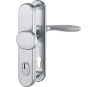 HOPPE Verona - Cerradura de seguridad para puerta de entrada (distancia de 88 mm, acero inoxidable mate, cilindro de perfil largo para grosor de puerta de 62 a 72 mm, con protección antiextracción)