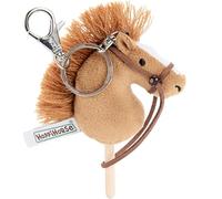 Hoppihorse by Hoppimals - Llavero Mini Caballo de Palo con Riendas Reales - Cabeza de Peluche en Palo de Madera - Hobby Horse en Miniatura