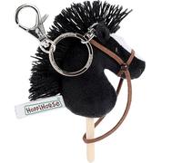 Hoppihorse by Hoppimals - Llavero Mini Caballo de Palo con Riendas Reales - Cabeza de Peluche en Palo de Madera - Hobby Horse en Miniatura