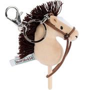 Hoppihorse by Hoppimals - Llavero Mini Caballo de Palo con Riendas Reales - Cabeza de Peluche en Palo de Madera - Hobby Horse en Miniatura