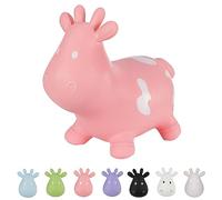 Hoppimals Tootiny, Juguete Hinchable para Saltar y Jugar para Niños Mayores de 1 año, Vaca Rosada, Bomba Incluida en Nuestra Caja Regalo. Juguete Duradero Incentivar y Ayudar a Andar.