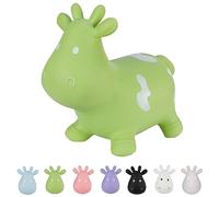 Hoppimals Tootiny, Juguete Hinchable para Saltar y Jugar para Niños Mayores de 1 año, Vaca Verde, Bomba Incluida en Nuestra Caja Regalo. Juguete Duradero Incentivar y Ayudar a Andar.
