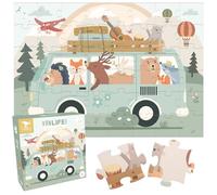 Hoppla - Puzzle infantil XL - Van Life - Puzzle gigante, 69 x 49 cm, 48 piezas, a partir de 4 años, rompecabezas de animales, furgoneta, aventura, guitarra - regalo para niños y niñas