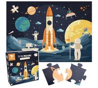 Hoppla - Rompecabezas niños XL - To The Moon - 69x49cm - 48 Piezas - A Partir de 4 años - Rompecabezas de Cohete, Universo, Luna, Planetas - Puzzle 4 años - Regalo niño 4 años