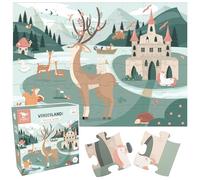 Hoppla - Rompecabezas niños XL - Wonderland - 69x49 cm - 48 Piezas - Puzzle niña 4 años - Castillo, Princesa, Animales, Rompecabezas de Unicornio, Regalo para niña, a Partir de 4 años