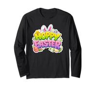 Hoppy Easter Cute Bunny - Gráfico de Vacaciones de Primavera Manga Larga
