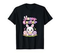 Hoppy Easter Kawaii Bunny and Easter Eggs Gráfico Camiseta
