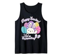 Hoppy Easter We're Eggspecting Egg Anuncio de Embarazo Camiseta sin Mangas