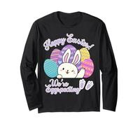 Hoppy Easter We're Eggspecting Egg Anuncio de Embarazo Manga Larga