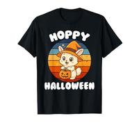 Hoppy Halloween Cute Witch Bunny with Pumpkin Vintage Camiseta