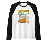 Hoppy Harvest Fresh Carrot Juice Bunny Illustration Graphic Camiseta Manga Raglan