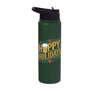 Hoppy Holidays Divertida Navidad Cerveza Felices Fiestas Stainless Steel Insulated Water Bottle