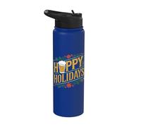 Hoppy Holidays Divertida Navidad Cerveza Felices Fiestas Stainless Steel Insulated Water Bottle