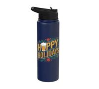 Hoppy Holidays Divertida Navidad Cerveza Felices Fiestas Stainless Steel Insulated Water Bottle