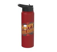 Hoppy Holidays Divertida Navidad Cerveza Felices Fiestas Stainless Steel Insulated Water Bottle